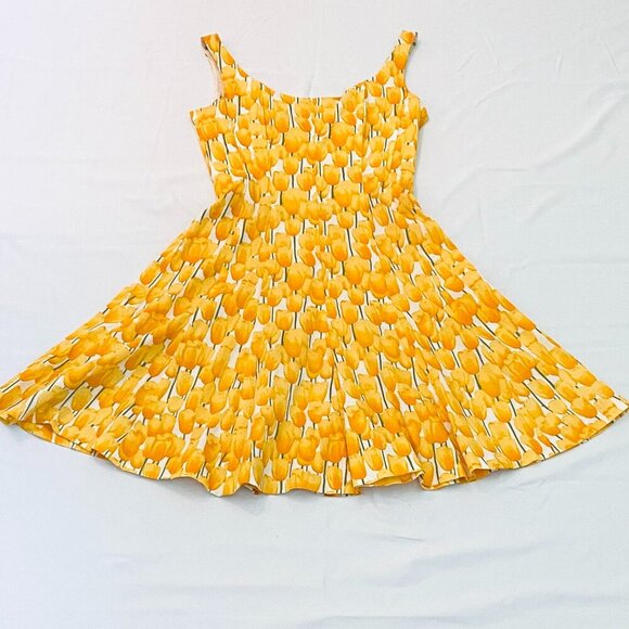 Nine West fit and flare yellow tulip mini sundress, Size 2, lined, sleeveless - Picture 1 of 7